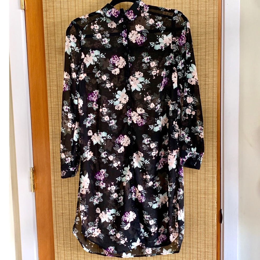 H&M Sheer Floral Button-Down Tunic